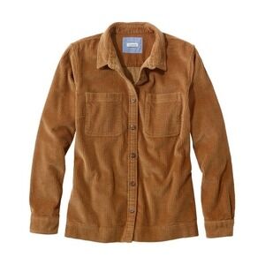 LL Bean Comfort Corduroy Relaxed Shirt Jacket in Saddle - 1X Plus